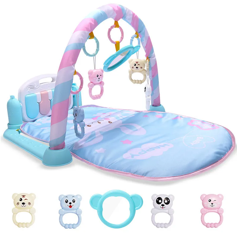 Ontwikkelen van mat voor pasgeborenen Kids PlayMat Baby Gym Toys Educatieve muzikale tapijten met toetsenbord frame Hangende rammelaars spiegel