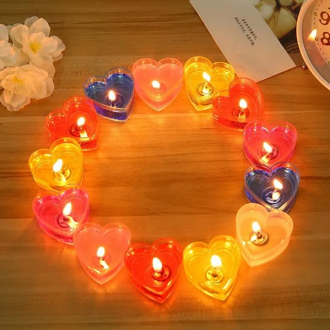 cor 10pcs / caixa de doces do coração em forma de geléia velas de casamento Dia dos Namorados romântico sem fumaça Eco-friendly Velas decoração do ornamento
