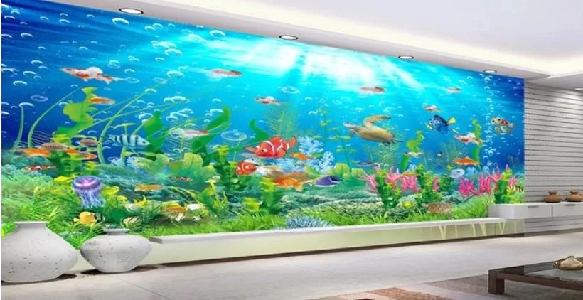 Mundo subaquático HD 3D fundo parede papel de parede moderno para sala de estar