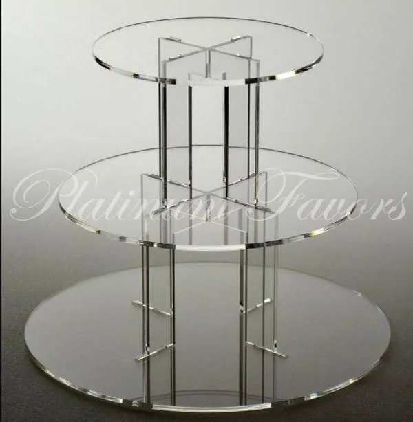 3 Tier Clear Desk Perspex Cup Cake Stativ Rack Bröllopsdekoration