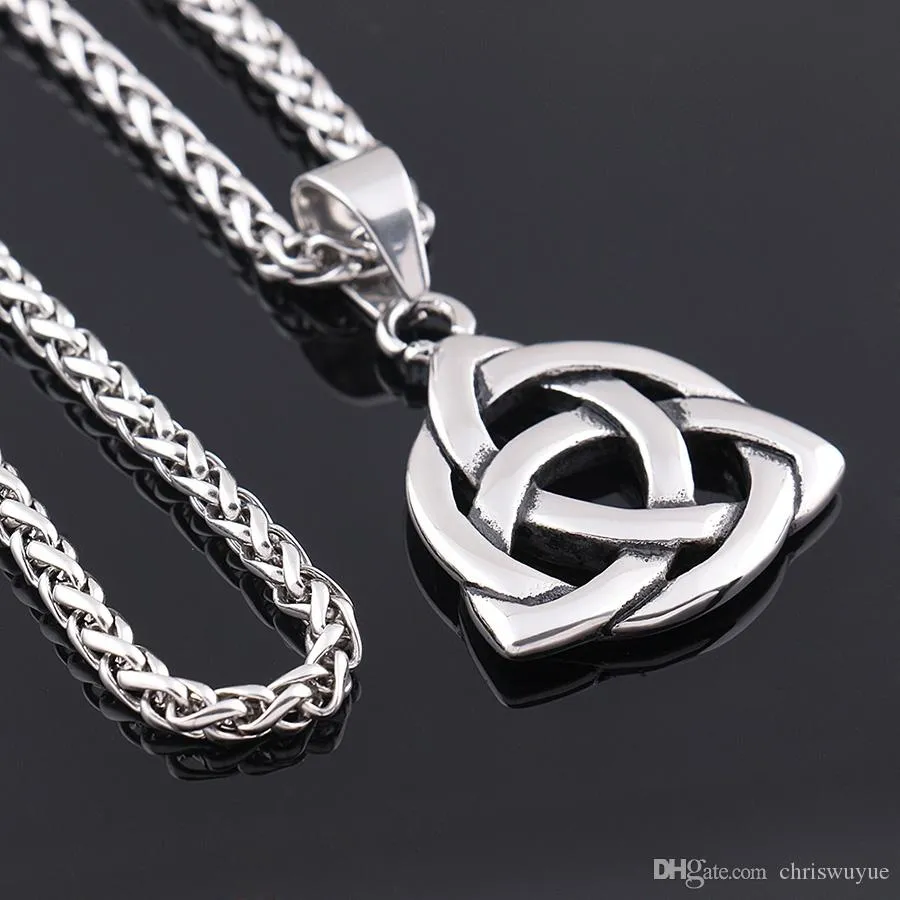 Custom Pendants halsband 316L Rostfritt stål Celtic Knot Irish Lucky Love Pendant Chain Women's Smycken, Unisex