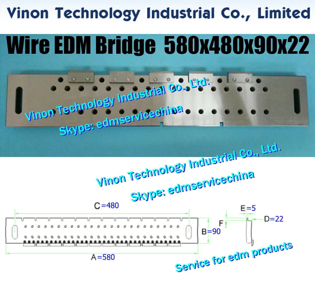와이어 EDM 교량 L = 580x480x90x22 + 5Lmm, 정밀 와이어 컷 다리 580Lmm (스테인리스 440) 와이어 EDM 기계를위한 EDM 지그 도구 다리