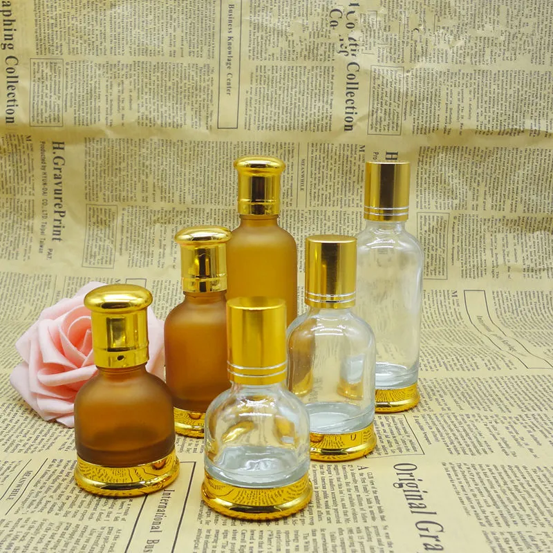 20 / 30ML العنبر واضح الزجاج لفة على زجاجة عينة اختبار قوارير الزيت العطري مع الأسطوانة المعدنية / الزجاج الكرة F3791