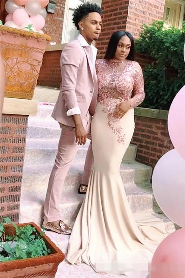 Rose Gold Champagne Mermaid Pink Mermaid Prom Dress With Long