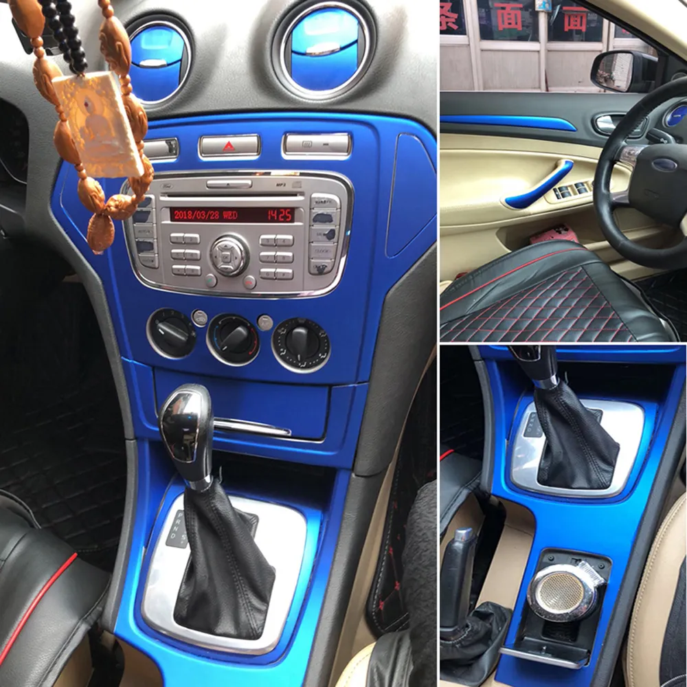 Housse De Volant En Cuir Microfibre Pour Ford Mondeo Mk4 (2007-2012) Et S-Max 2008 - Couture Main Rouge/bleu