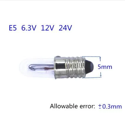 Mini Indicador Lâmpada Lâmpada E5 6.3V E5 12V 24V Lâmpada de Sinal de Bulbo Pequeno Bead E5 6V Miniature Bulb