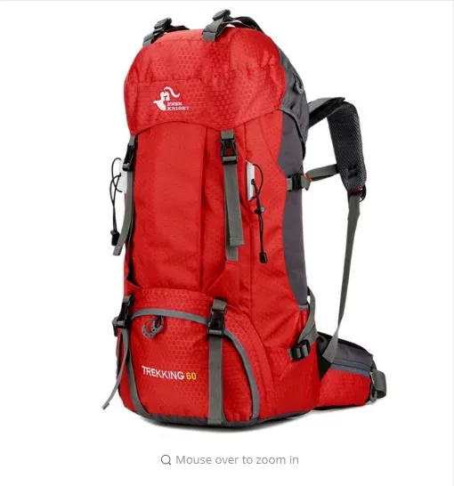 Waterproof 60L Outdoor Backpack With Rain Cover For Camping