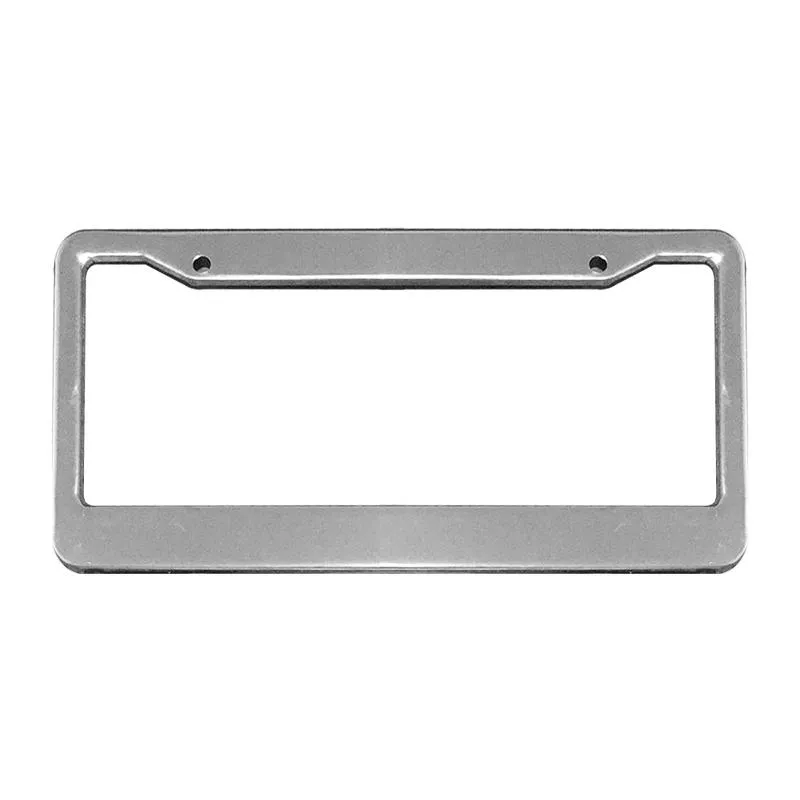 2PCS Silver Chrome Stainless Steel Frames Metal License Plate Frame Tag Cover With Screw Caps Car Styling2134