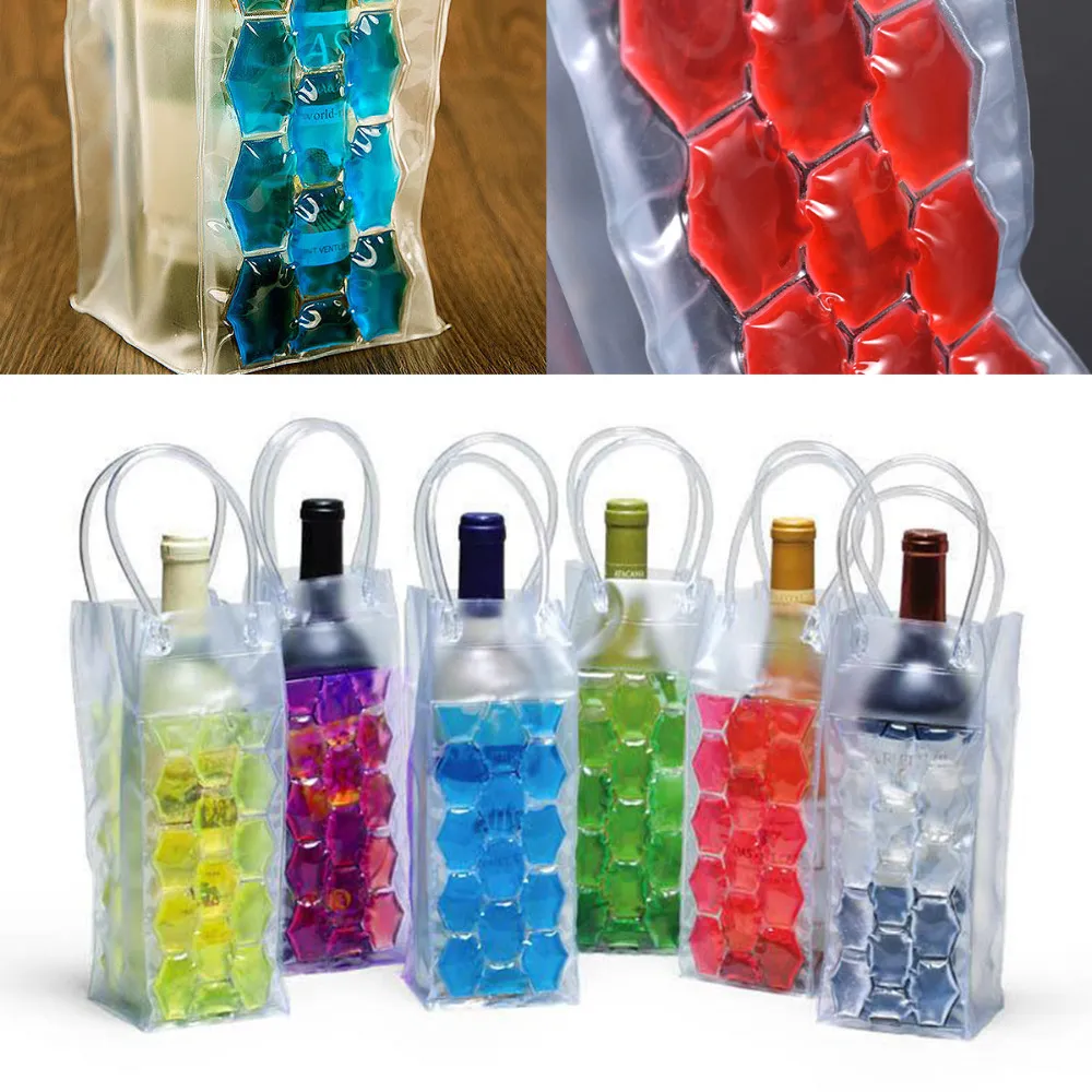 Ice Wine Cooler Bags PVC Beverages 6 Pack Bottle Cooler Portable Double