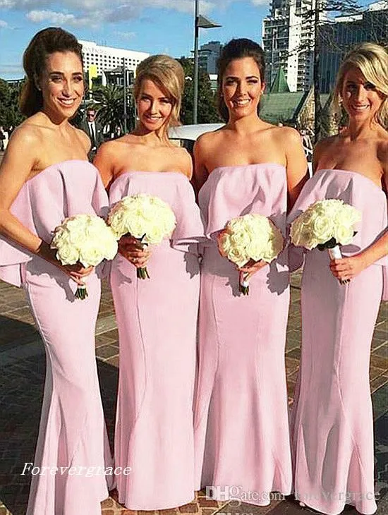 2019 Ucuz Boho Yaz Şifon Gelinlik Elbise Straplez Uzun Bahçe Örgün Düğün Parti Misafir Hizmetçi Onur Kıyafeti Artı Boyutu Özel Made