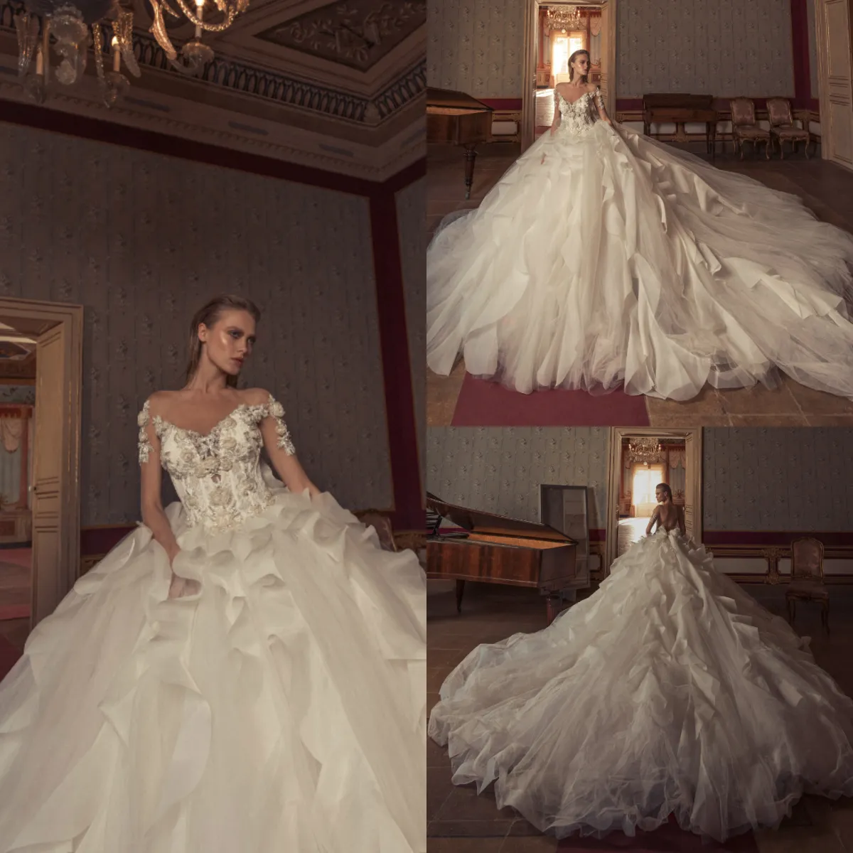 Vintage Lace Bridal Gowns: Long Train Wedding Dresses, 2019 Julia