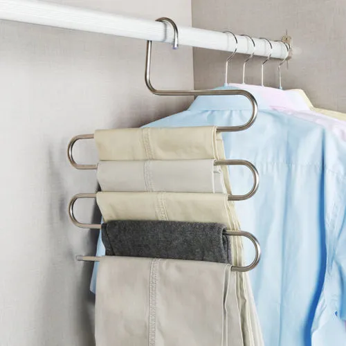 Perchas de ropa para pantalones, colgadores para toallas, bufandas,  soportes para pantalones, 5 capas, organización de almacenamiento de armario