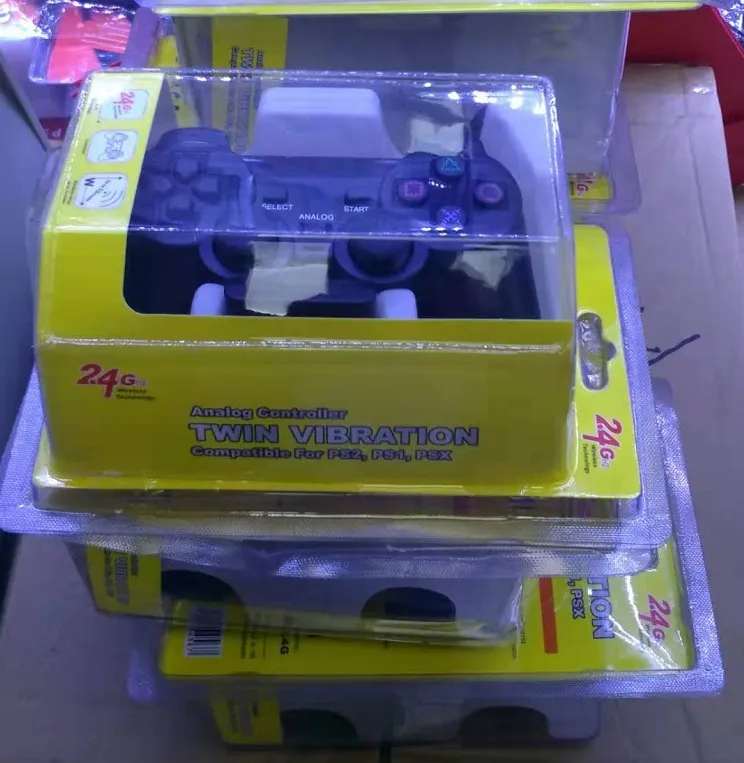 Целые игровые контроллеры 24 г беспроводной аналоговый контроллер Twin Vibration, совместимый с PS2 PS1 PSX с розничным пакетом3998024