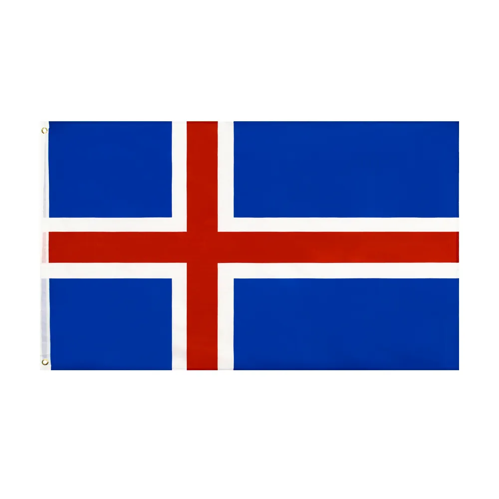 100% Polyester 3x5fts 90X150cm red cross is isl Iceland flag wholesale direct factory price