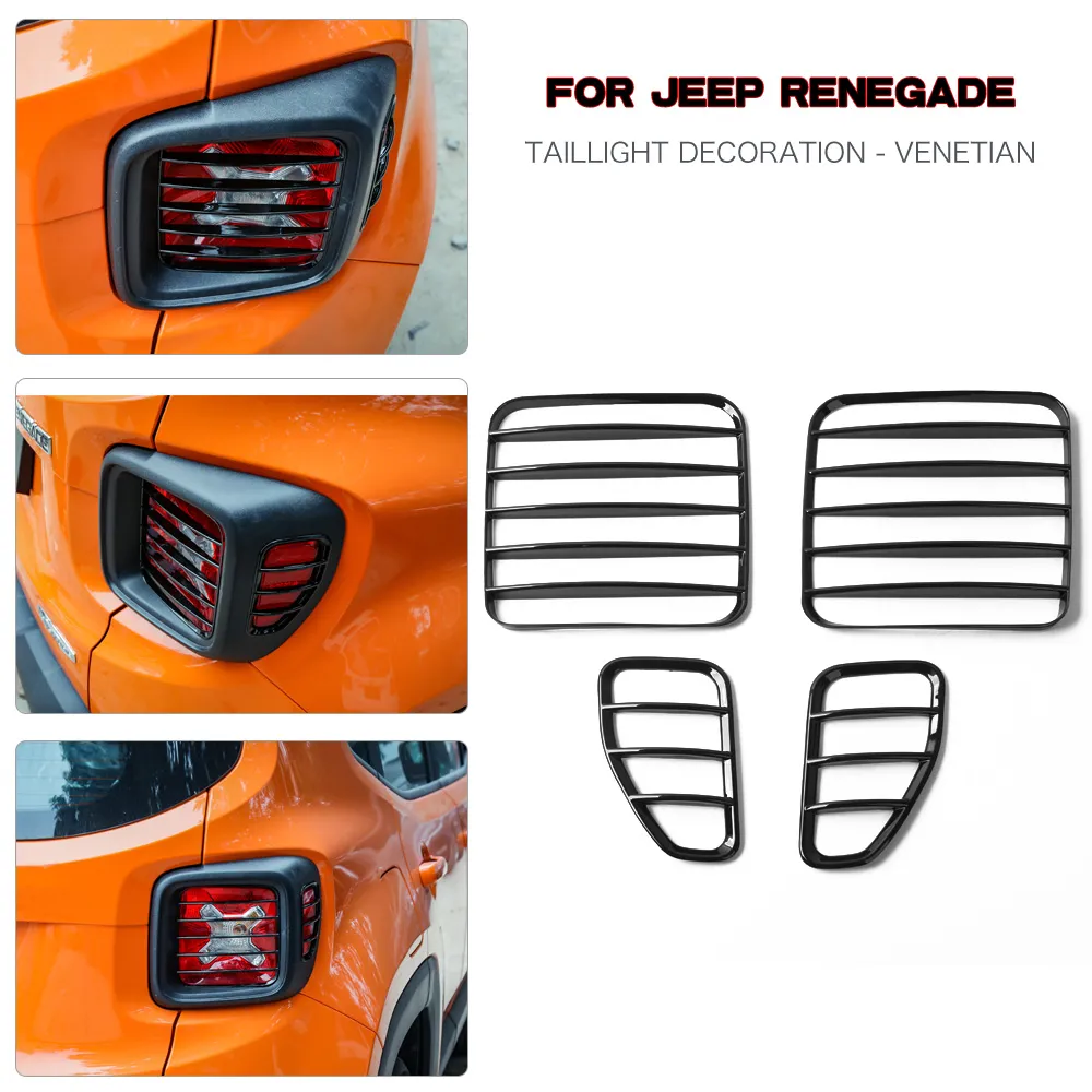 ABS Tail Lamp Cover Black Tail Light Guards Protective Cover For Jeep Renegade 2016-2018 Car Exterior Accessories (Louver)
