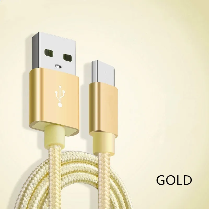 اكتب C Nylon Micro USB Cables شحن بيانات مزامنة بيانات الشحن السريعة الشاحنة السريعة للهاتف الذكي Android V8