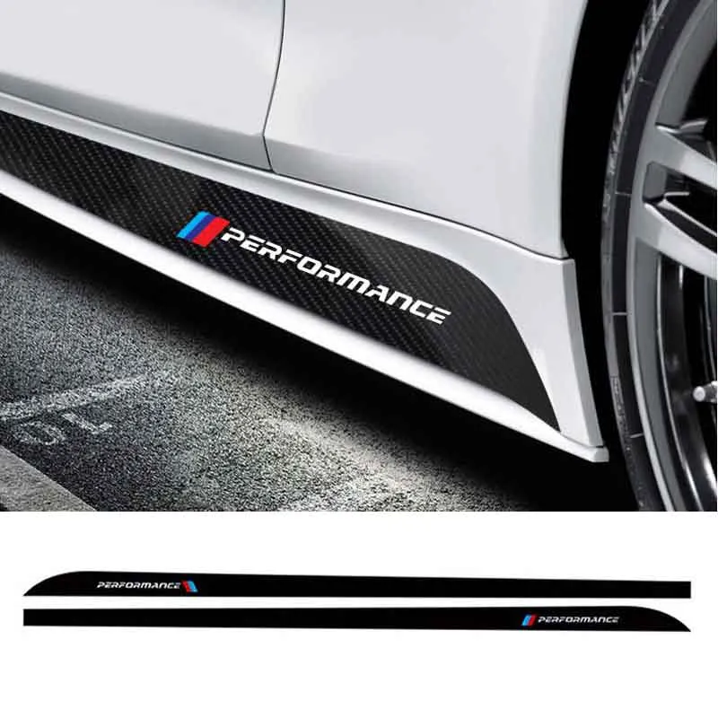 Auto Styling Autotür Seitenschweller Streifen Aufkleber Für BMW M  Performance Für BMW Motorsport Schwarz Kohlefaser Aufkleber 3D 5D  Außendekoration Von 7,18 €