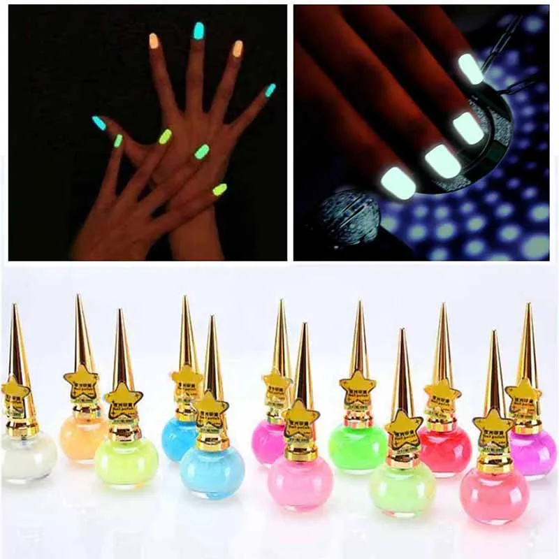 12 colores de 14 ml de esmalte de uñas de moda de moda no tóxico esmalte de uñas de gel luminoso no tóxico para el brillo en la oscuridad para las mujeres
