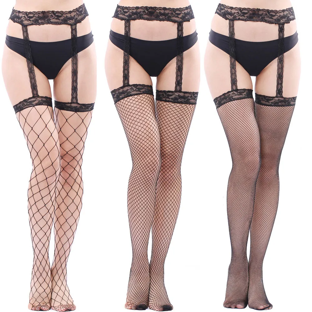 Mulheres senhora sexy grande grade meias meia-calça feminina alta elástica apertada sheer malha fishnet hosiery