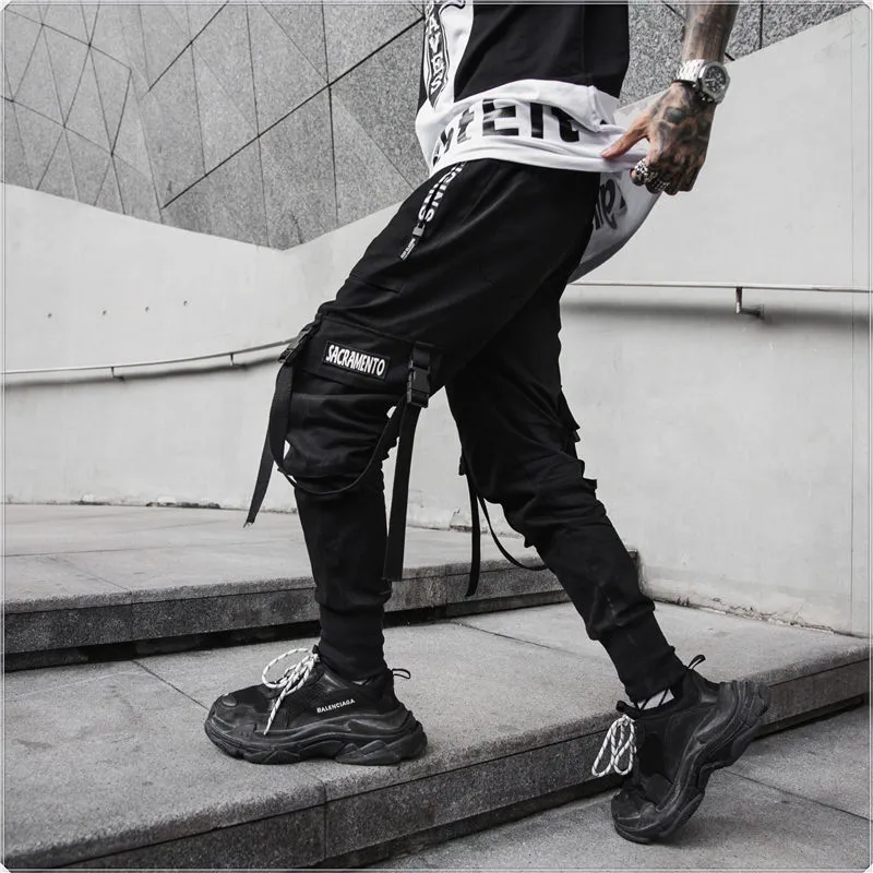 Save Big on Bulk Harem Cargo Pants Streetwear Streetwear Harem Pants Men  Cotton Black Hip Hop Mens Joggers Pants Casual Slim Side Pocket Ribbons