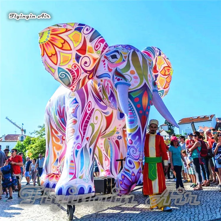 Anpassad Parade Performance Uppblåsbara Elephant 2m / 3m / 5m Höjd Blås upp Färgrik Elephant Modell för festivalparty dekoration