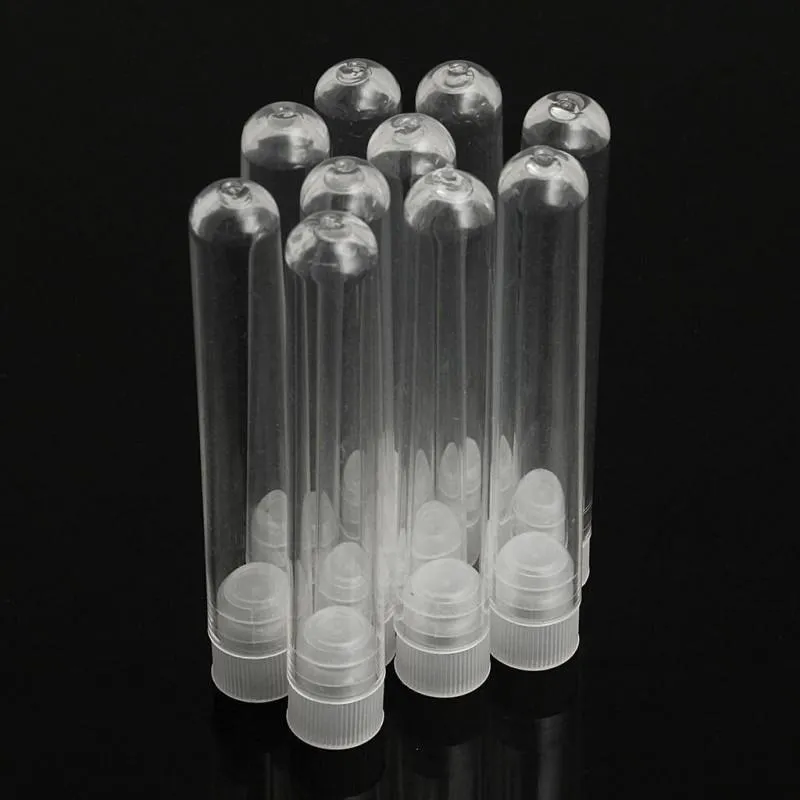 50 Pieces Clear Plastic Test Tubes 12 By 100 Mm Wi Push Caps 1