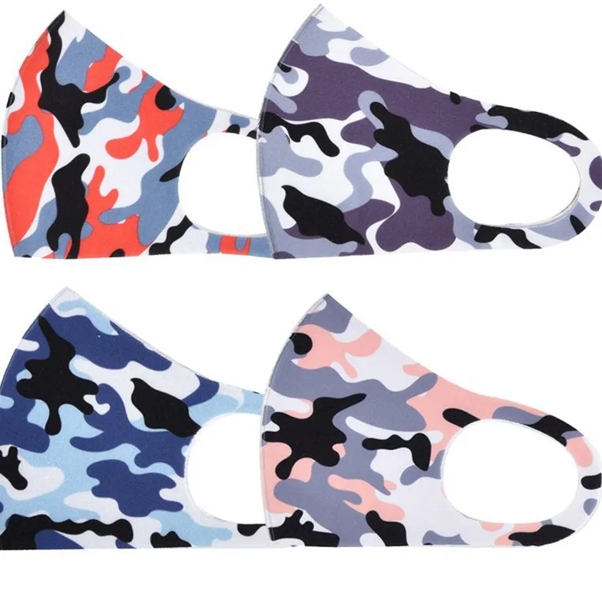 Silk Ice máscara Camouflage 8 estilos máscara facial adulto lavável reutilizável respirável Unisex Protective Camo Máscara LJJK2190-1