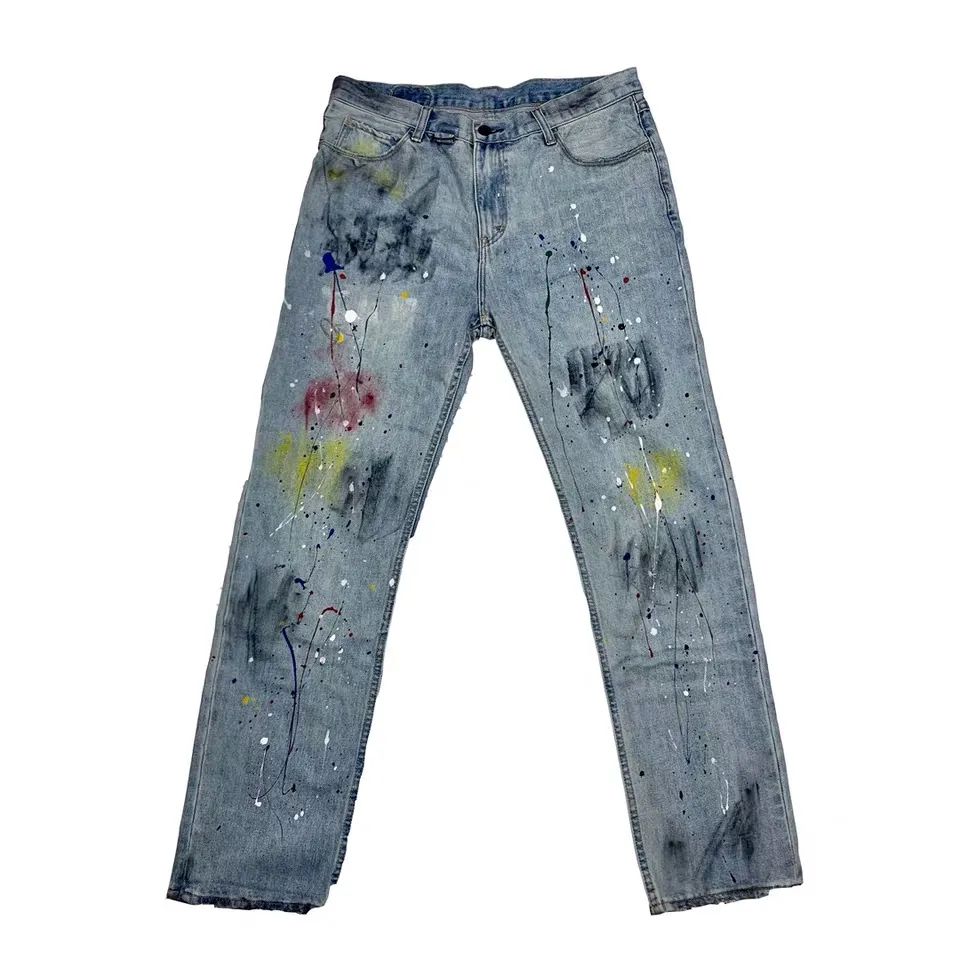 Mens Designer Jeans Number N Ine Splash Ink Washed Retro Destroyed ...