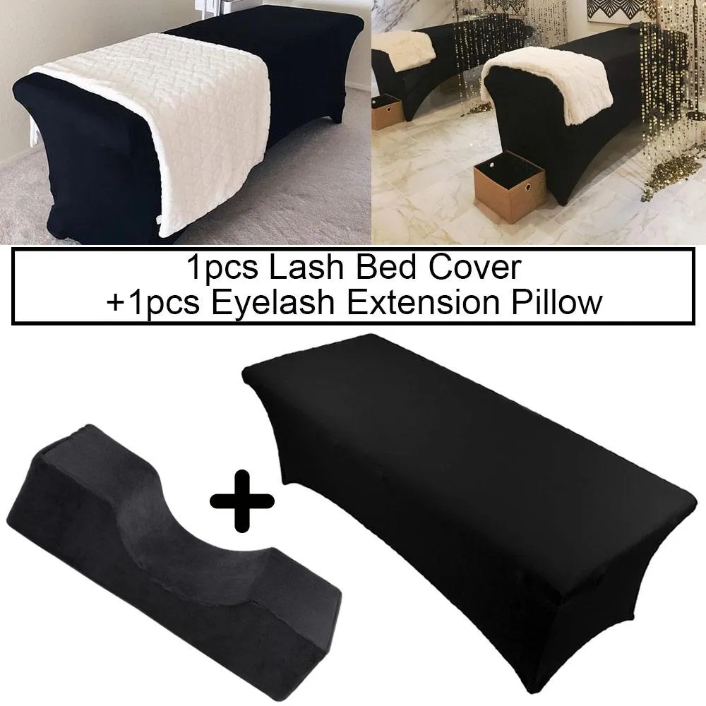 Sábana elástica cubierta de cama de pestañas especial estirable y almohada de pestañas cuello curvo almohada de pestañas injerto profesional pestañas