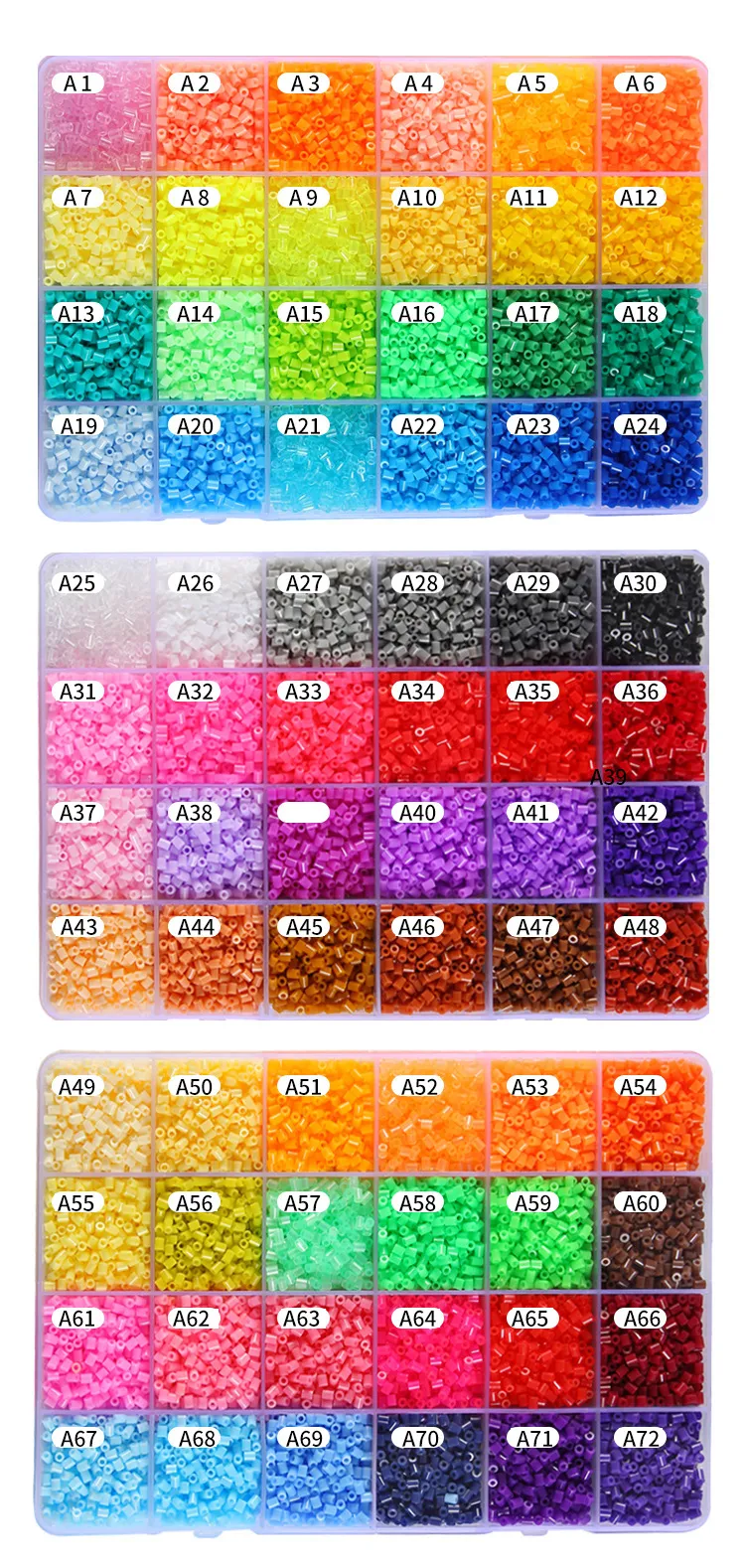 2.6mm Mini Hama Beads Fuse beads Set Puzzles Toy 24 48 72 color