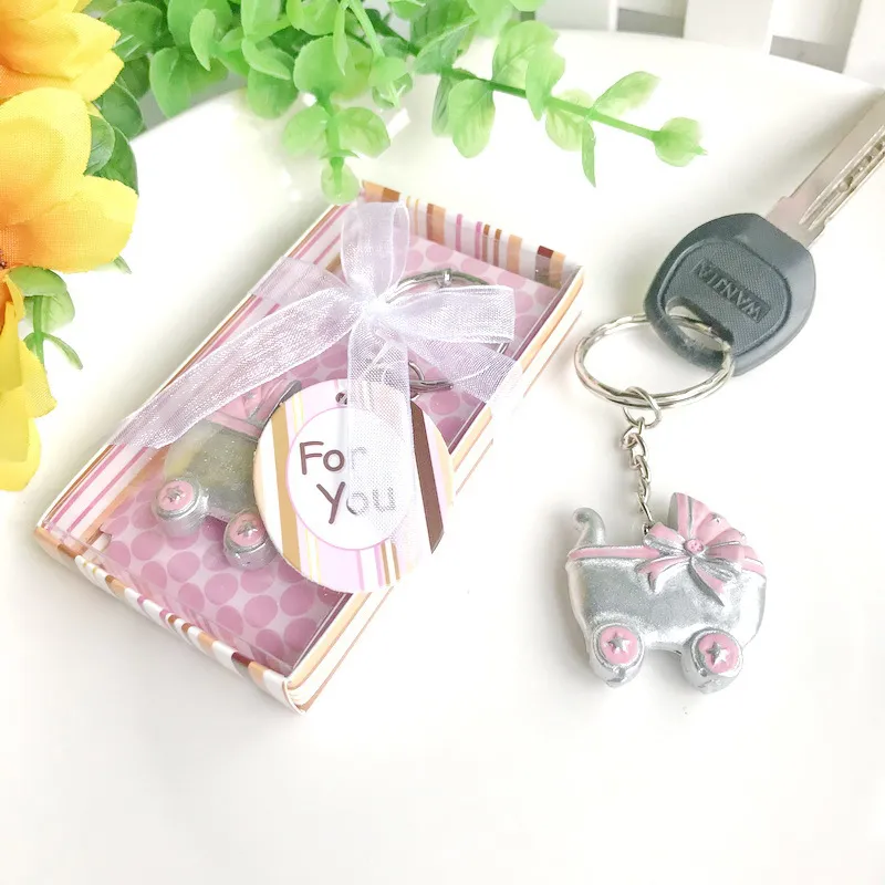 Baby Carriage Key Ring Favors Baby Shower Baptism Party Keepsake Birthday Keychain Gifts