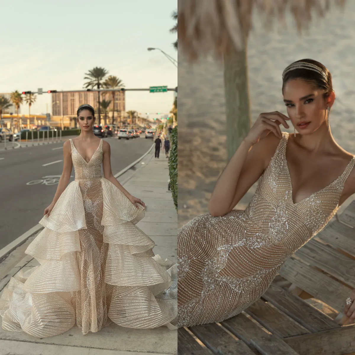 Champagne Julie Vino Mermaid Wedding Dress With... From Dressvip, $342.48 |  DHgate.Com