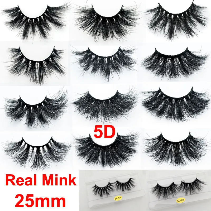 Makeup 3D Mink Eyelashes 25mm Real Mink False Lashes Luxury Soft Natural Thick Eyelashes 5D Dramatic Eye Lashes Extension Handmade Lashes