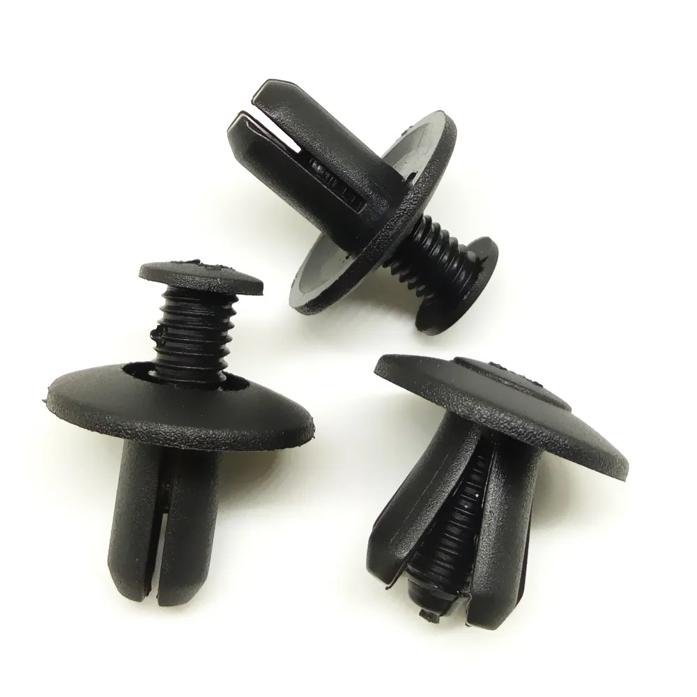 10 8mm Clips plastique noir Auto universel Porte Aile Clip Attache Rivet