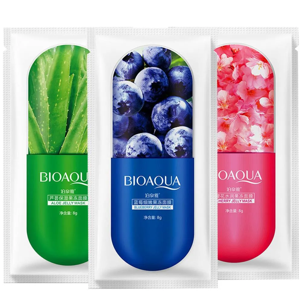 Sova Jelly Facial Mask Aloe Vera Blueberry Cherry Blossom Tre Typer Valfri Fuktgivande Face Care