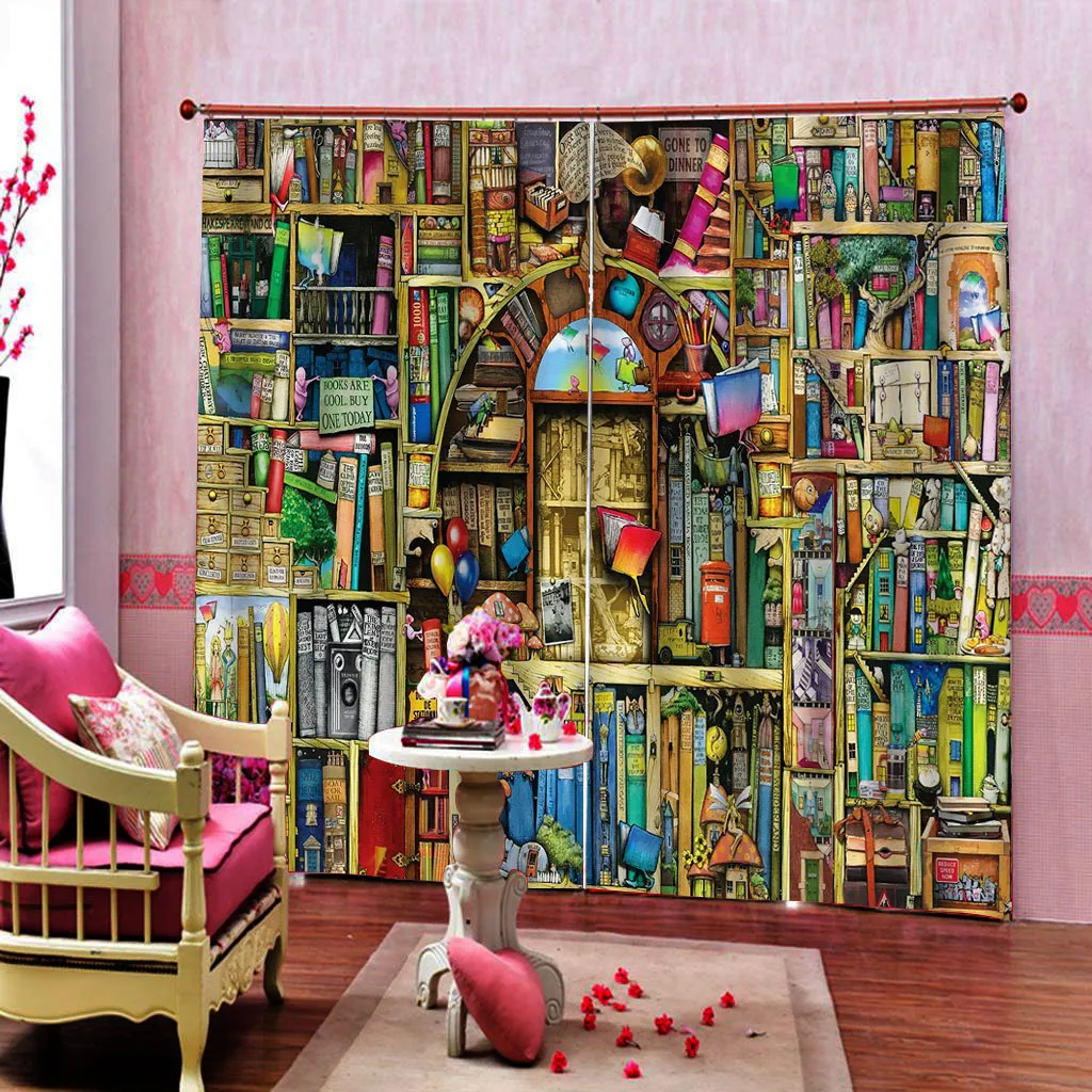 Window Curtain Living Room kids Bedroom Kitchen Curtains bookshelf Modern Curtains Photo Drapes