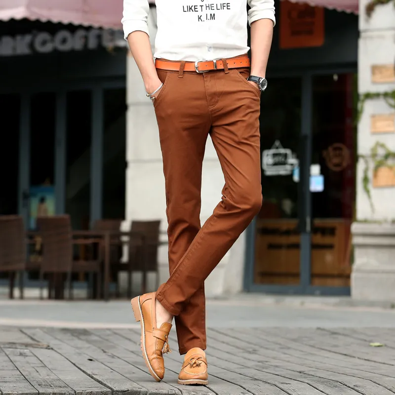 Slim Fit Stretch Chino Pants: New Style Men's Dress Trousers - Coffee,  Brown, Black, Orange. Shop Now! from Dhgate Men's Pants - price 43.63