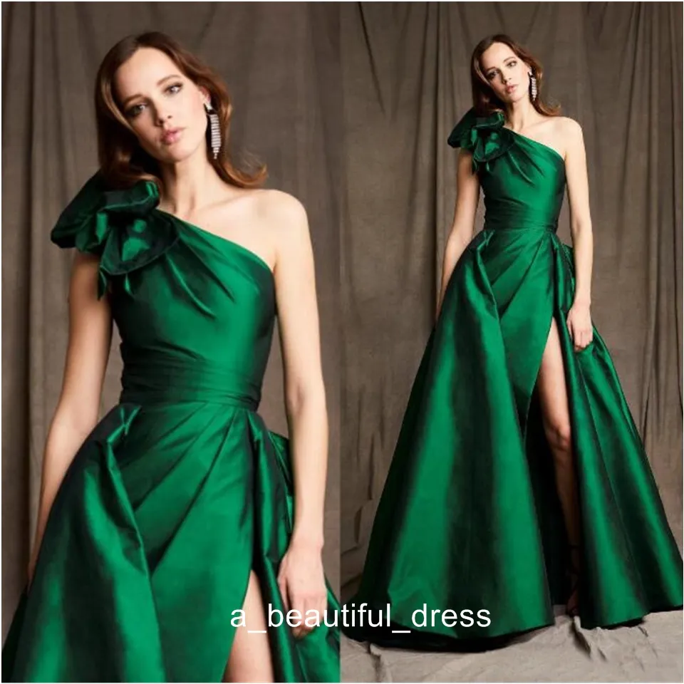 Sexy A-Line Evening Dresses One Shoulder Zuhair Murad Side Split Prom Dress Saudi Arabia Celebrity Red Carpet Gowns ED1200