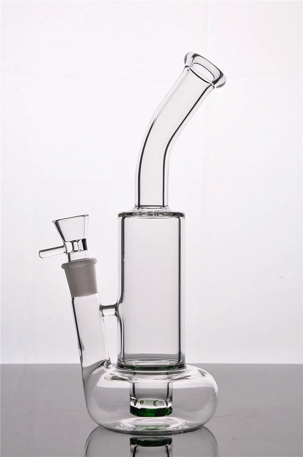 Tornado verde Bongs de vidrio Reciclador Dab Rig Bong Vaso grueso con 14 MM Cuenco Doblado Cuello Tubería de agua barata Cachimbas