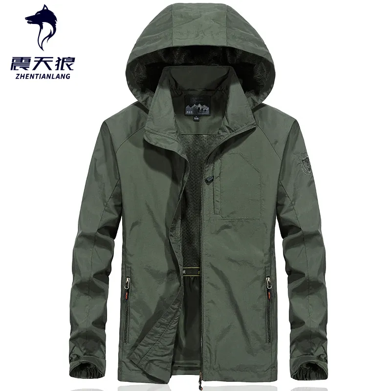 Mäns Vattentät Jacka Vår Höst Män Casual Windbreaker Jackor Män Andas Hooded Outdoor Coats Plus Storlek 6XL