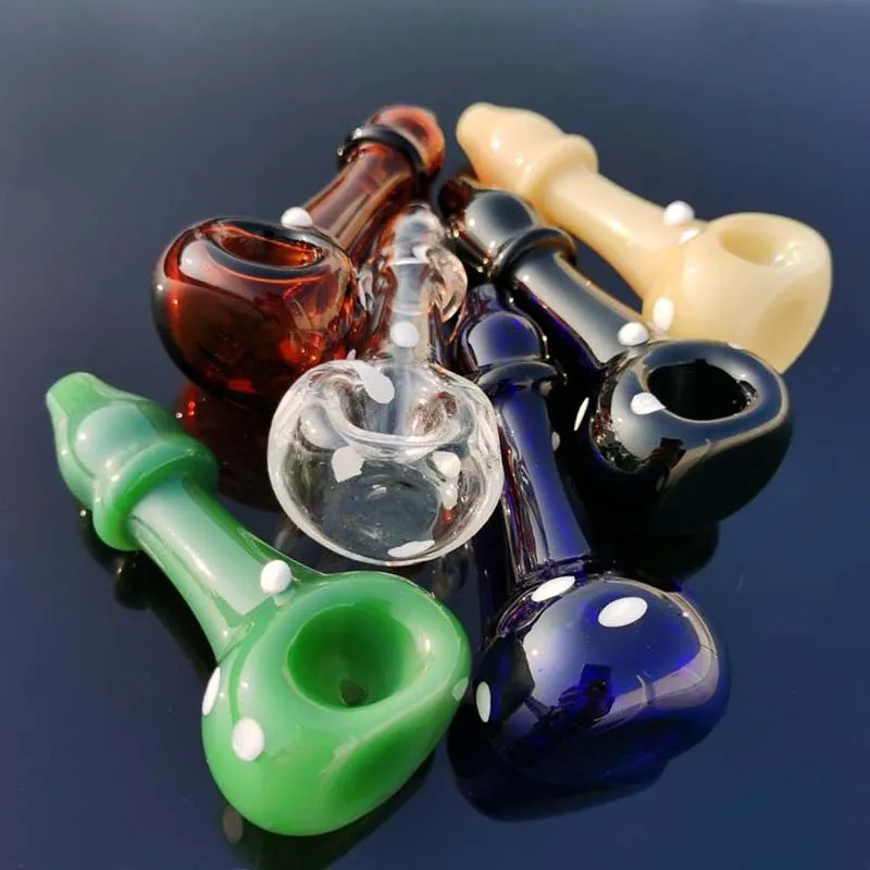 2023 Wholesale Spoon Bowl Pipe Glass Tobacco Pipes Röker handblåsade flerfärgade glashandledningar 4 tum skålrör för torra örter