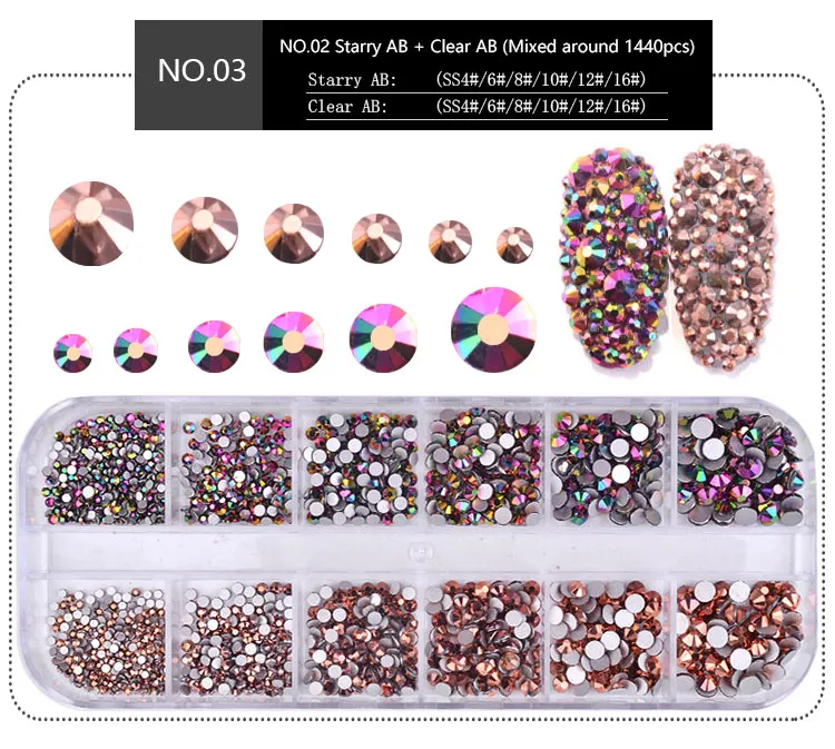 Colorful Crystal Nail Decorations Multi Size Acrylic Round Glitters Small  Rhinestones For Nails For DIY Nails Art In 1 Box NA053 From Wkcb, $3.69
