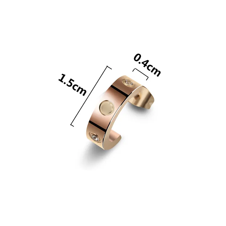 Titanium steel 18K rose gold love earrings for woman exquisite simple fashion C diamond ring lady earrings jewelry gift