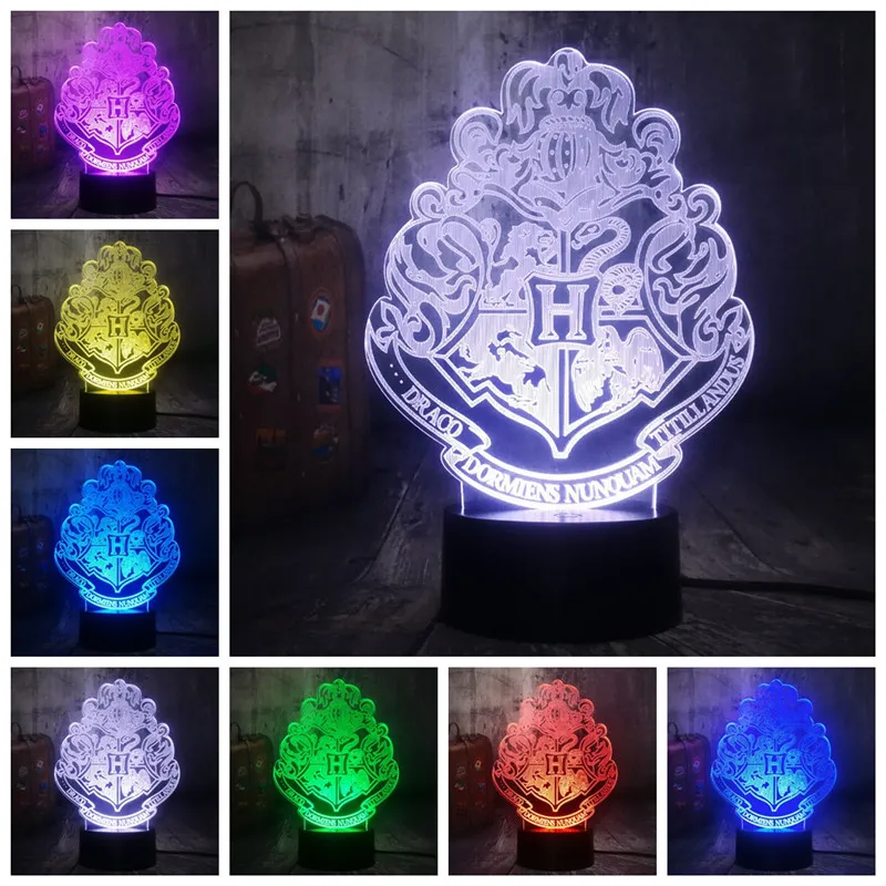 16 kleuren RGB 3D Nachtverlichting Magic School LED Decor Lamp Slaapkamer Tafel Licht Kinderen Speelgoed