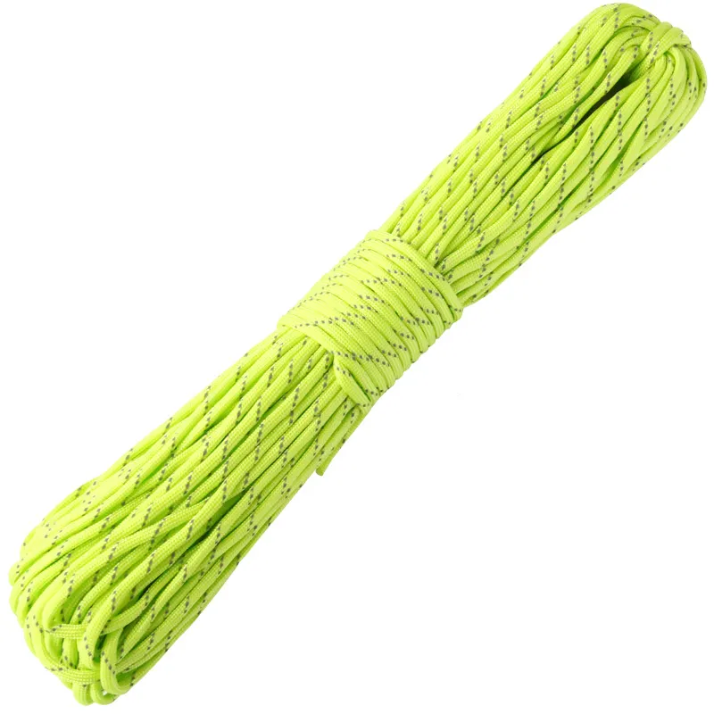 Qinggear 100 voet 31 meter reflecterende paracord parachute touw koord lanyard 7 streng type voor klimmen camping