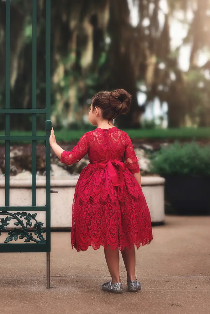 Princess Lace Kids Dress with Bowknot, Hollow Lace Girl Dress, Ball Gown  Asymmetrical A-Line Silhouette from Dhgate Girl's Dresses - price 12.44