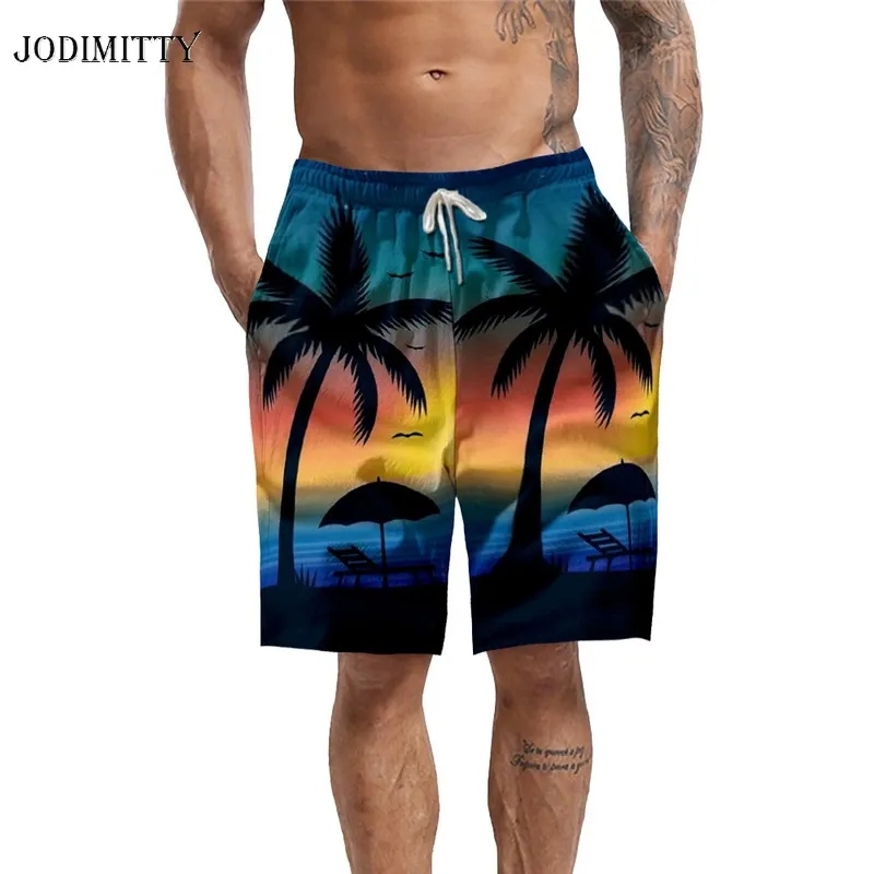 Jodimitty Erkek 3D Baskı Şort Fasion Mayo Plaj Şort Sandıklar Rahat Yüzme Boardshorts Yaz İpli Pantolon Mayo