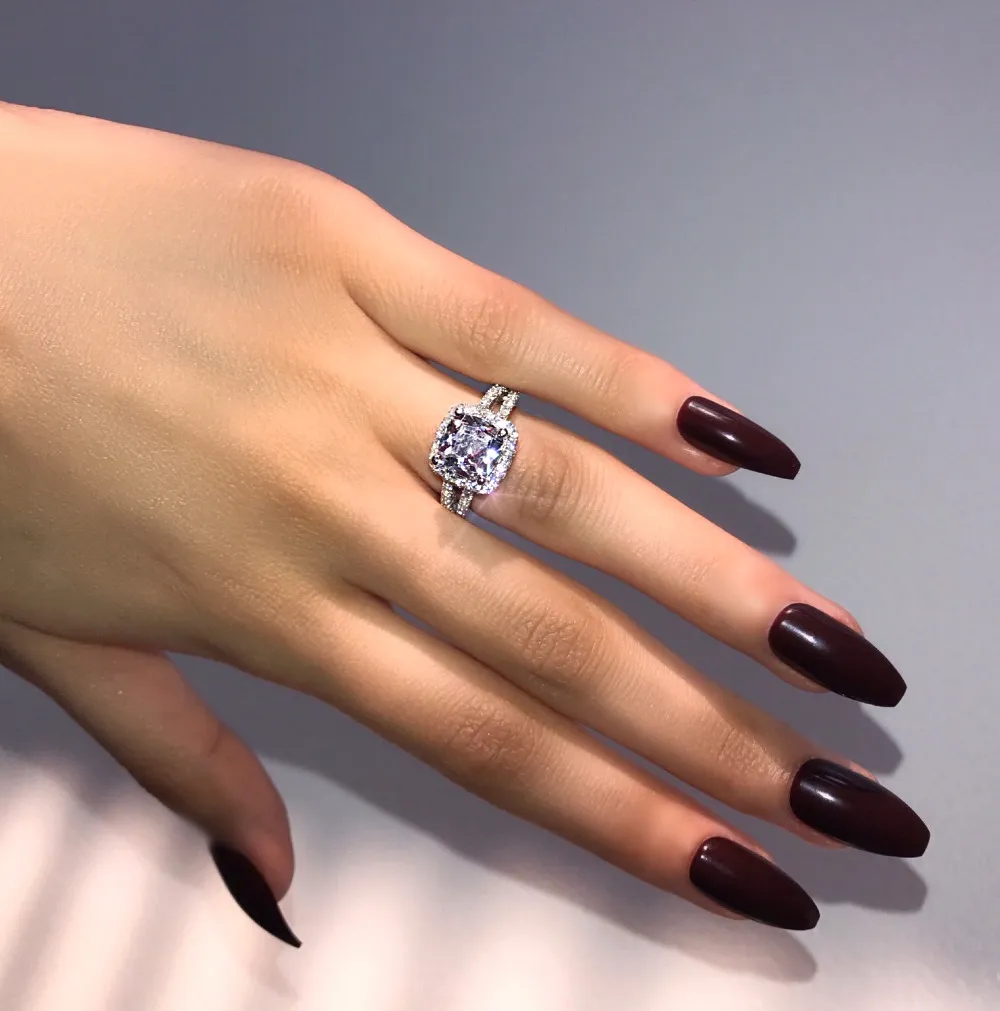 ファッションアニバーサリーリング925スターリングシルバーエンゲージメントリングダイヤモンドウェディングバンドリング女性の指輪ジュエリー3280651