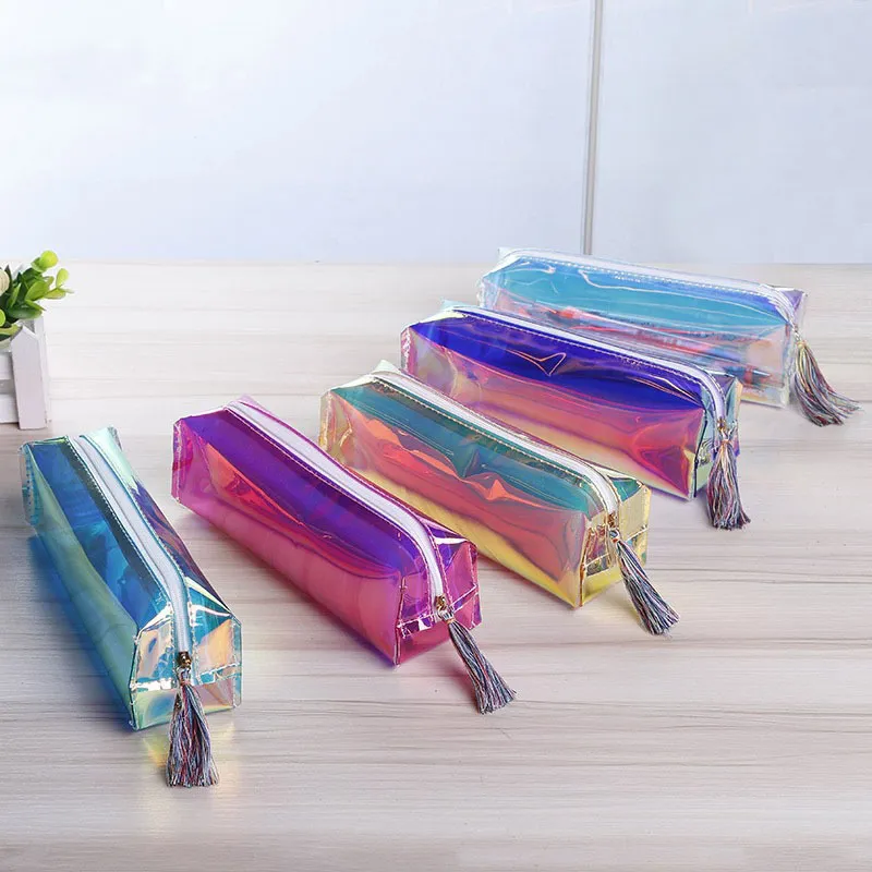 Transparent Glitter Pencil Case Stationery Bags Creative Fashion