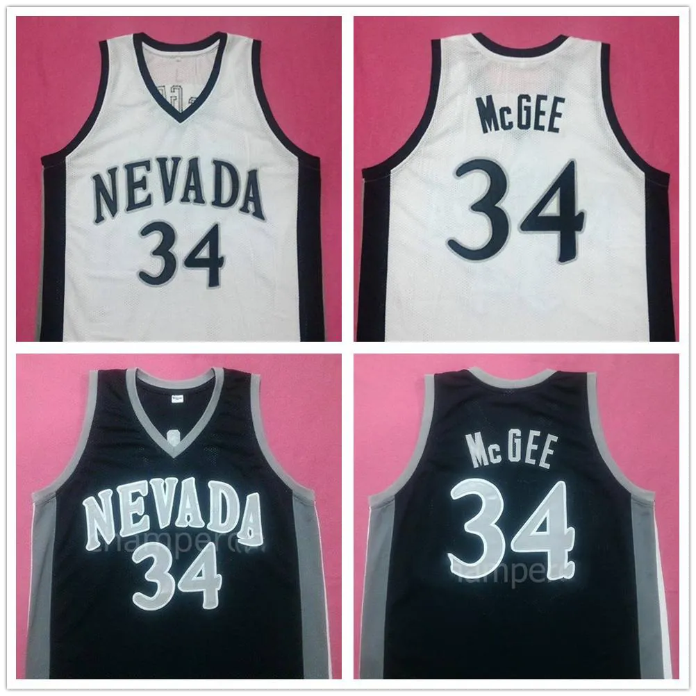 Nevada University Javale McGee #34 White Navy Blue College Retro Basketball Jersey Men's ed Custom Number Name Jerseys